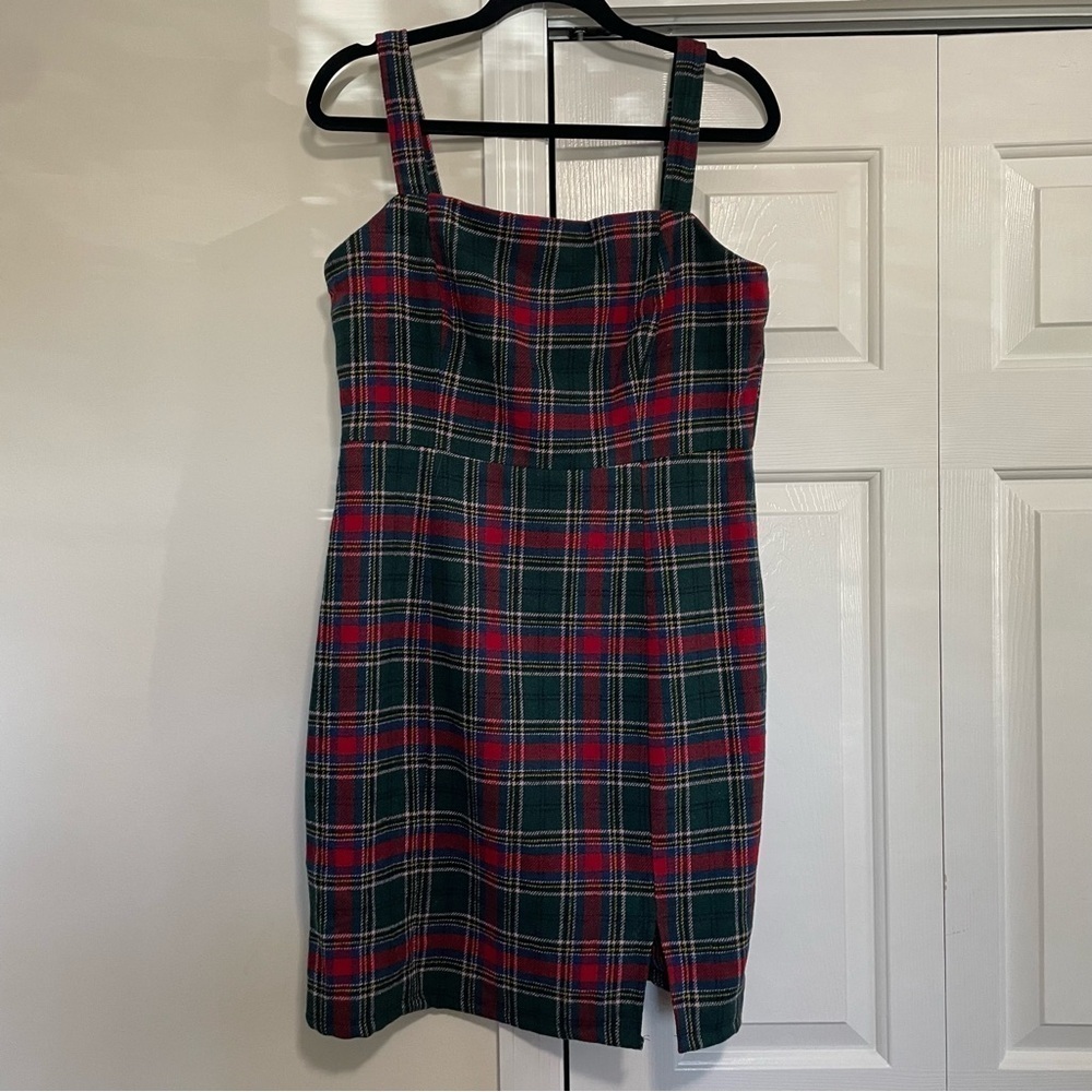 Copper Key Red Green Tartan Jumper Pinafore Dress Holiday Size Junior Large,NWOT